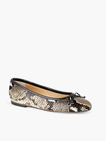 Blair Bow Ballet Flats - Embossed Leather