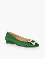 Sutton Embellished Satin Flats