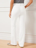 Flare Leg Pintuck Jeans - White