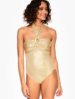 Sun Ocean Sand Ruched Halter One Piece