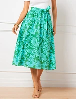 Tie Waist Voile Midi Skirt - Vineyard Floral