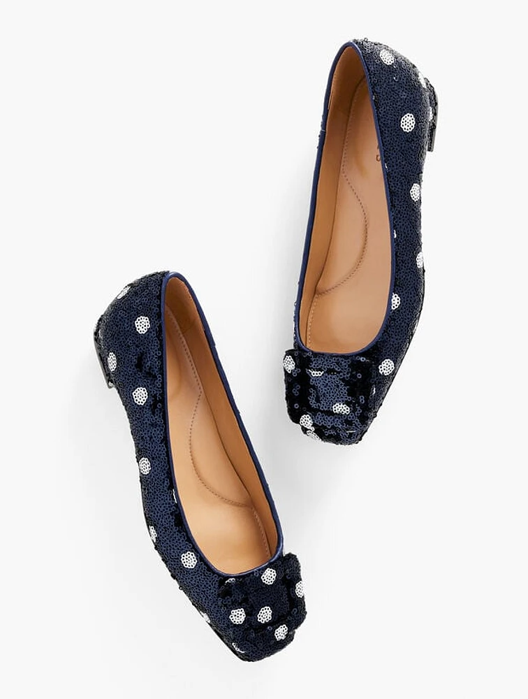 Sutton Buckle Flats - Martini Dot Sequin