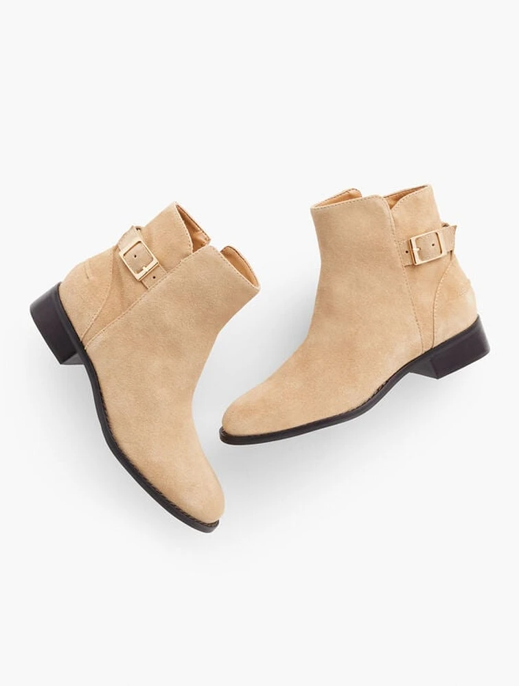 Tish Suede Buckle Ankle Boots