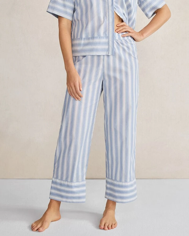 Organic Cotton Poplin Vintage Stripe Pajama Pants