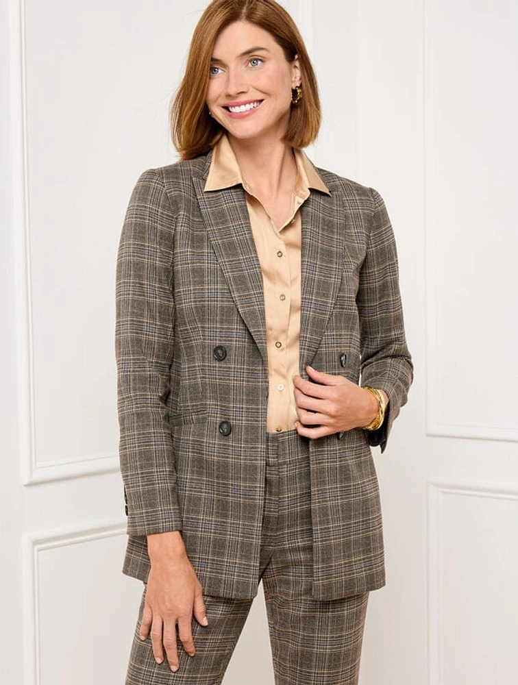 No Close Blazer - Glen Plaid