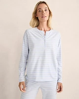 Organic Cotton Jersey Stepped-Stripe Henley