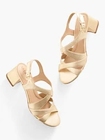 Millie Straps Metallic Nappa Block Heel Sandals