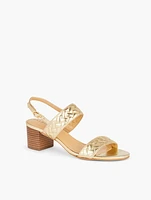 Mimi Quilted Leather Sandals - Metallic