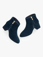 Maud Suede Tassel Block Heel Booties