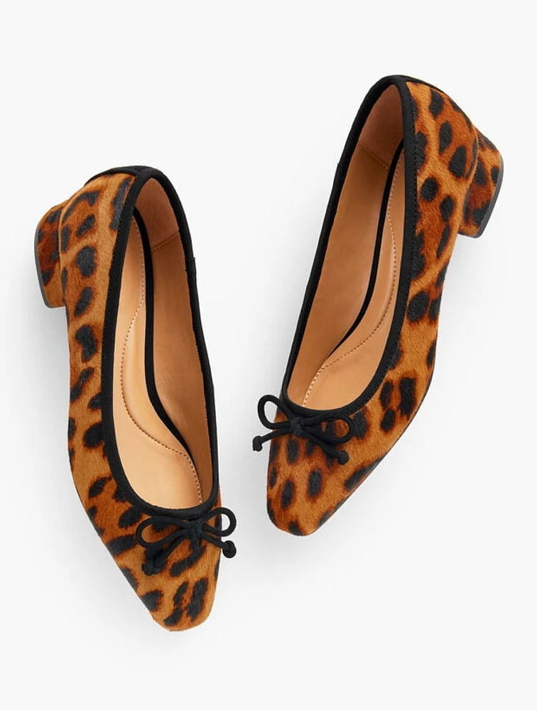 Vanessa Block Heel Pumps - Leopard Calf Hair