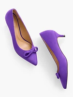 Sylvie Bow Kitten Heel Suede Pumps