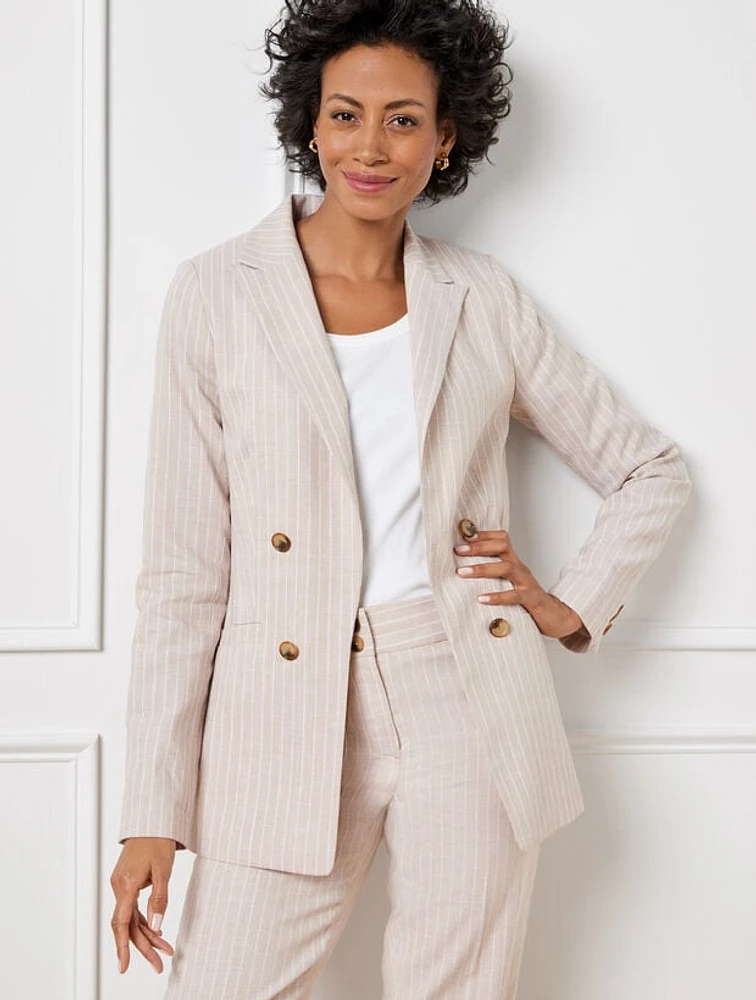 Double Stripe Linen Blend Blazer