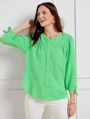 Airy Gauze Tie Sleeve Top