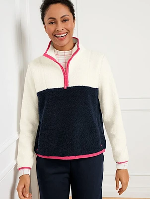 Teddy Sherpa Colorblock Half-Zip Pullover