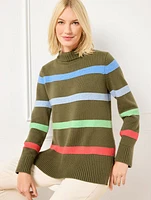 Funnel Neck Multi Stripe Sweater