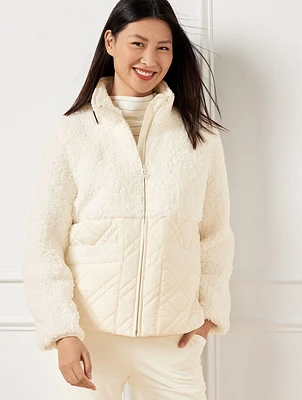 Quilted Sherpa Mixed Media Jacket