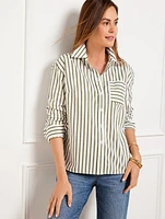 Poplin Short Shirt - Nautical Stripe