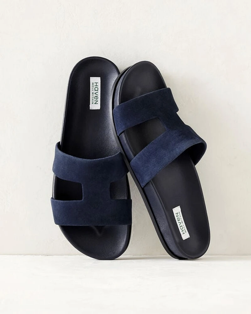 Suede Cutout Slides