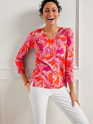 V-Neck Pullover - Spring Floral