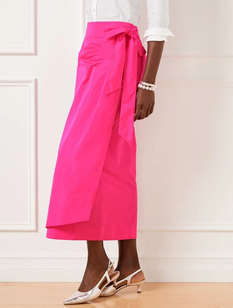 Taffeta Draped Maxi Skirt