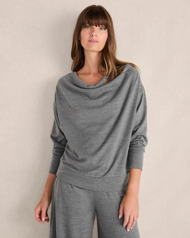 Sweater Knit Drape-Front Pullover