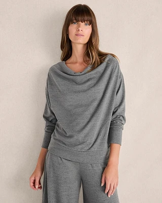 Sweater Knit Drape-Front Pullover