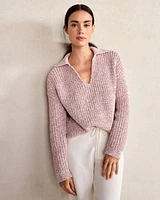 Marled Knit Polo Sweater