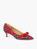Sylvie Bow Kitten Heel Pumps - Plaid