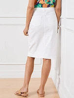 Denim Pencil Skirt - White