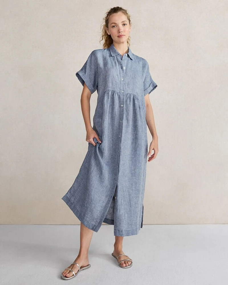 Linen Button-Front Dress