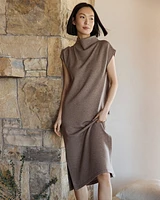 Fleece Cowl-Neck Midi Dress