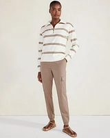 Organic Cotton Interlock Striped Quarter Zip