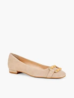 Sutton Bamboo Buckle Suede Flats