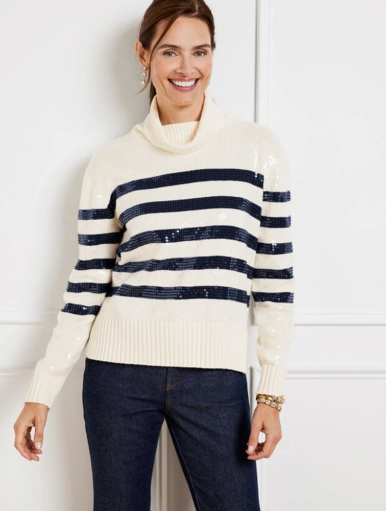 Turtleneck Sweater - Sequin Stripe