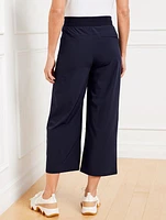 Lightweight Woven Stretch Wide Leg Ankle Pants