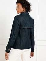 Refined Denim Short Trench Coat