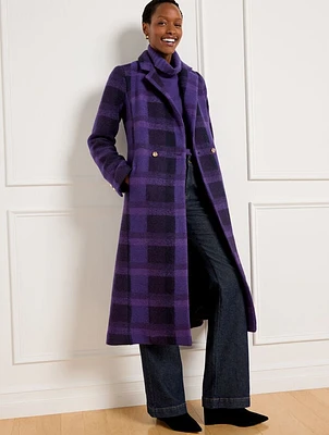 Double Breasted Wool Blend Coat - Snug Plaid