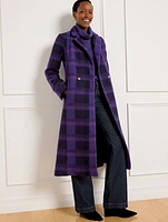 Double Breasted Wool Blend Coat - Snug Plaid