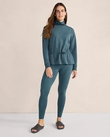 Fleece Drawstring-Waist Mockneck Top