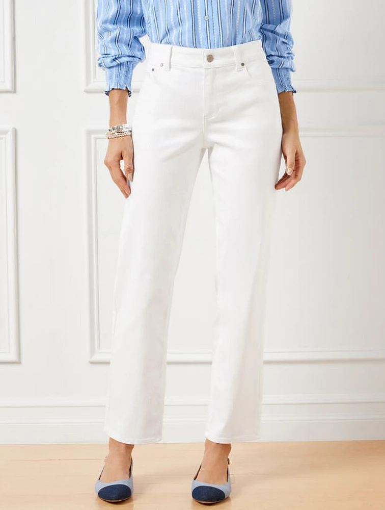 Mid Rise Stovepipe Jeans - White