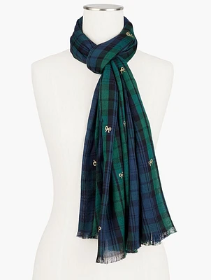 Snowfall Plaid Oblong Scarf