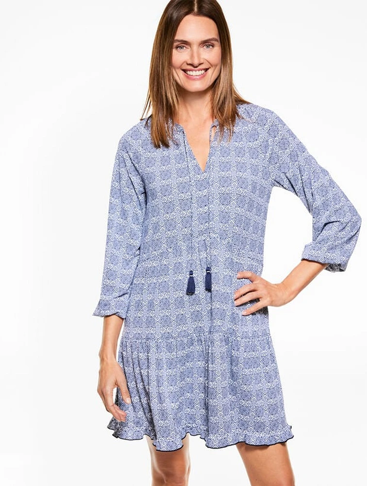 Cabana Life® Byron Bay Ruffle Tunic Cover-Up - Tile