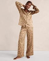 Washable Silk Faux Bois Print Pajama Shirt