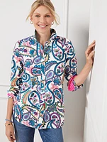 Cotton Button Front Shirt - Blossom Paisley