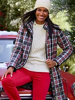 Long Quilted Jacket - Plaid