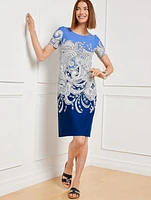 Effortless Jersey Shift Dress - Filigree Paisley