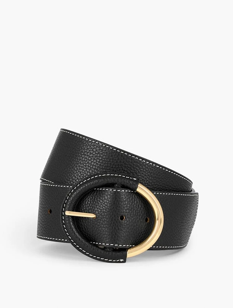 Oval Buckle Leather Belt