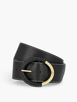 Oval Buckle Leather Belt