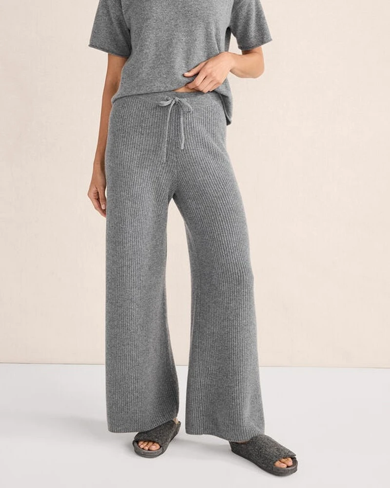 Cashmere Rib Knit Wide Leg Pants