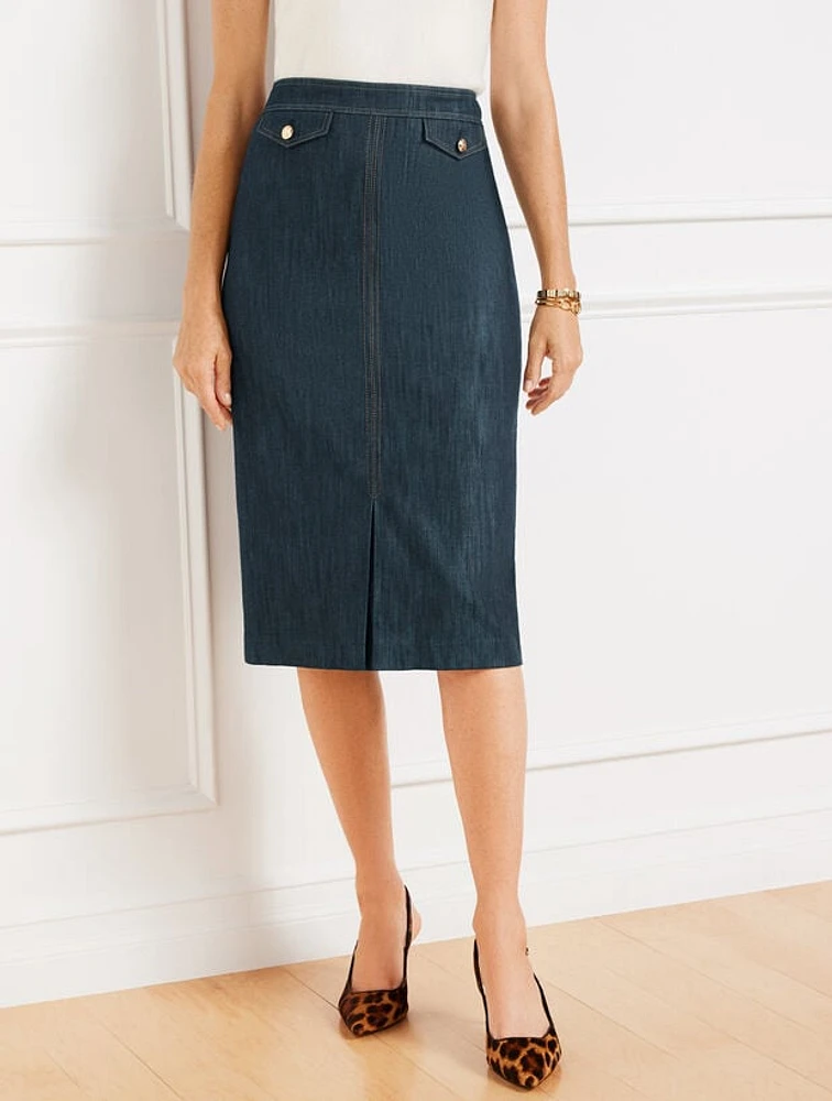 Refined Denim Midi Skirt